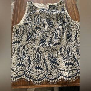 Carmen Marc Valvo Signature Beaded topwith Navy and Ivory Design